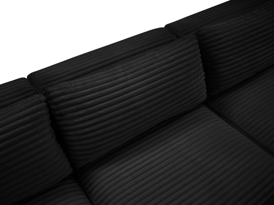 Meridian Furniture - Shaggy Corduroy Performance Fabric Upholstered Modular Sofa - 641Black-S93 - GreatFurnitureDeal