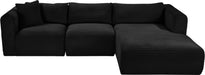 Meridian Furniture - Shaggy Corduroy Performance Fabric Upholstered Modular Sectional - 641Black-Sec3A - GreatFurnitureDeal