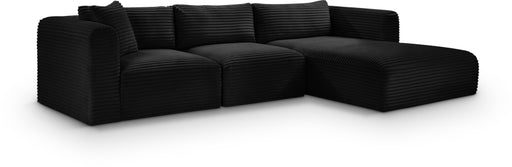 Meridian Furniture - Shaggy Corduroy Performance Fabric Upholstered Modular Sectional - 641Black-Sec3A - GreatFurnitureDeal