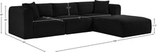 Meridian Furniture - Shaggy Corduroy Performance Fabric Upholstered Modular Sectional - 641Black-Sec4A - GreatFurnitureDeal