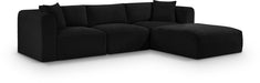 Meridian Furniture - Shaggy Corduroy Performance Fabric Upholstered Modular Sectional - 641Black-Sec4A - GreatFurnitureDeal