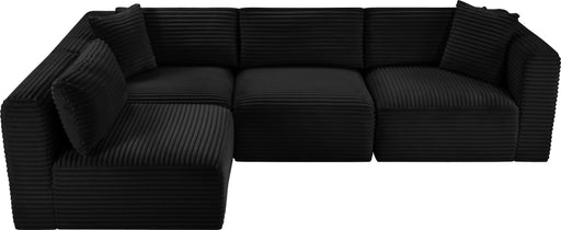 Meridian Furniture - Shaggy Corduroy Performance Fabric Upholstered Modular Sectional - 641Black-Sec4B - GreatFurnitureDeal