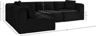 Meridian Furniture - Shaggy Corduroy Performance Fabric Upholstered Modular Sectional - 641Black-Sec4B - GreatFurnitureDeal