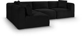 Meridian Furniture - Shaggy Corduroy Performance Fabric Upholstered Modular Sectional - 641Black-Sec4B - GreatFurnitureDeal