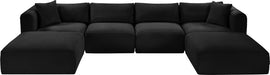 Meridian Furniture - Shaggy Corduroy Upholstered Modular Sectional - 641Black-Sec6E - GreatFurnitureDeal