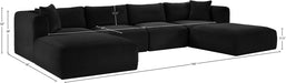 Meridian Furniture - Shaggy Corduroy Upholstered Modular Sectional - 641Black-Sec6E - GreatFurnitureDeal