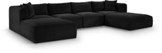 Meridian Furniture - Shaggy Corduroy Upholstered Modular Sectional - 641Black-Sec6E - GreatFurnitureDeal