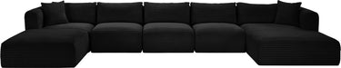 Meridian Furniture - Shaggy Corduroy Performance Fabric Upholstered Modular Sectional - 641Black-Sec6F - GreatFurnitureDeal