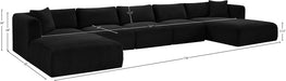 Meridian Furniture - Shaggy Corduroy Performance Fabric Upholstered Modular Sectional - 641Black-Sec6F - GreatFurnitureDeal