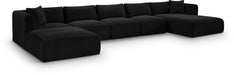 Meridian Furniture - Shaggy Corduroy Performance Fabric Upholstered Modular Sectional - 641Black-Sec6F - GreatFurnitureDeal