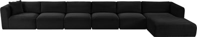 Meridian Furniture - Shaggy Corduroy Performance Fabric Upholstered Modular Sectional - 641Black-Sec6G - GreatFurnitureDeal