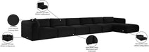 Meridian Furniture - Shaggy Corduroy Performance Fabric Upholstered Modular Sectional - 641Black-Sec6G - GreatFurnitureDeal