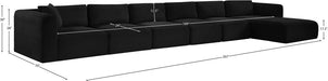 Meridian Furniture - Shaggy Corduroy Performance Fabric Upholstered Modular Sectional - 641Black-Sec6G - GreatFurnitureDeal