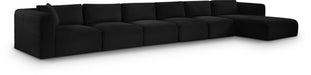 Meridian Furniture - Shaggy Corduroy Performance Fabric Upholstered Modular Sectional - 641Black-Sec6G - GreatFurnitureDeal