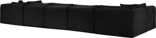 Meridian Furniture - Shaggy Corduroy Performance Fabric Upholstered Modular Sectional - 641Black-Sec7A - GreatFurnitureDeal