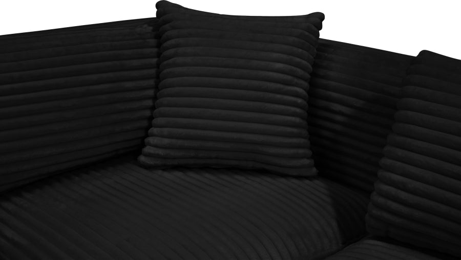 Meridian Furniture - Shaggy Corduroy Performance Fabric Upholstered Modular Sectional - 641Black-Sec7A - GreatFurnitureDeal