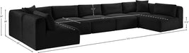 Meridian Furniture - Shaggy Corduroy Performance Fabric Upholstered Modular Sectional - 641Black-Sec7A - GreatFurnitureDeal