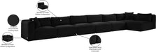 Meridian Furniture - Shaggy Corduroy Upholstered Modular Sectional - 641Black-Sec7B - GreatFurnitureDeal