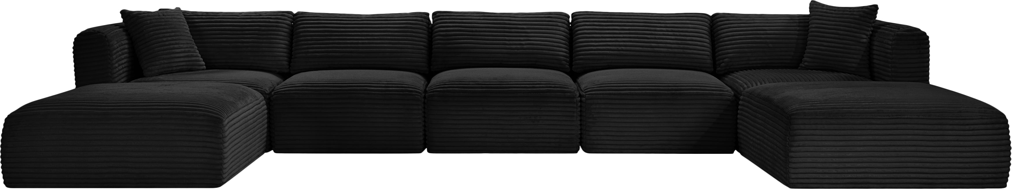 Meridian Furniture - Shaggy Corduroy Upholstered Modular Sectional - 641Black-Sec7C