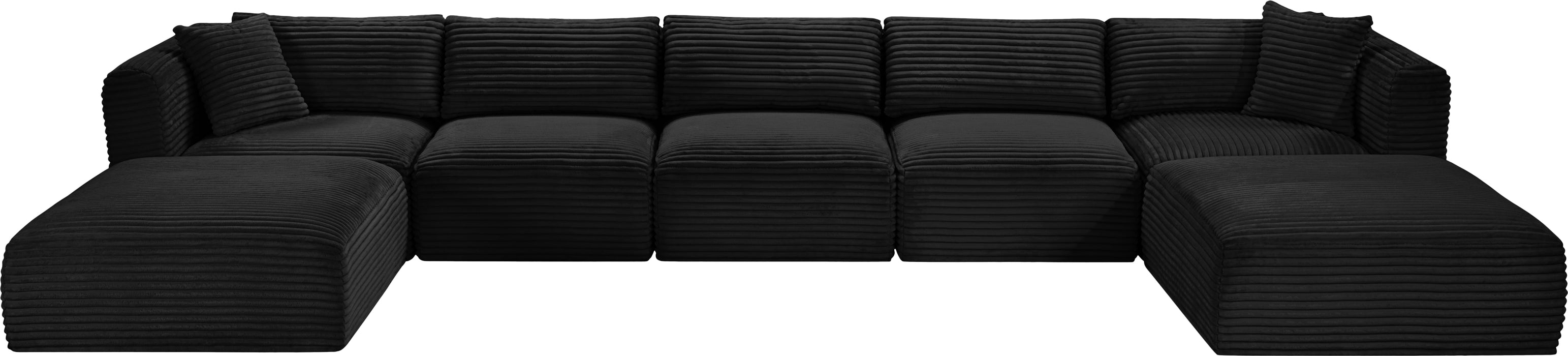 Meridian Furniture - Shaggy Corduroy Upholstered Modular Sectional - 641Black-Sec7C