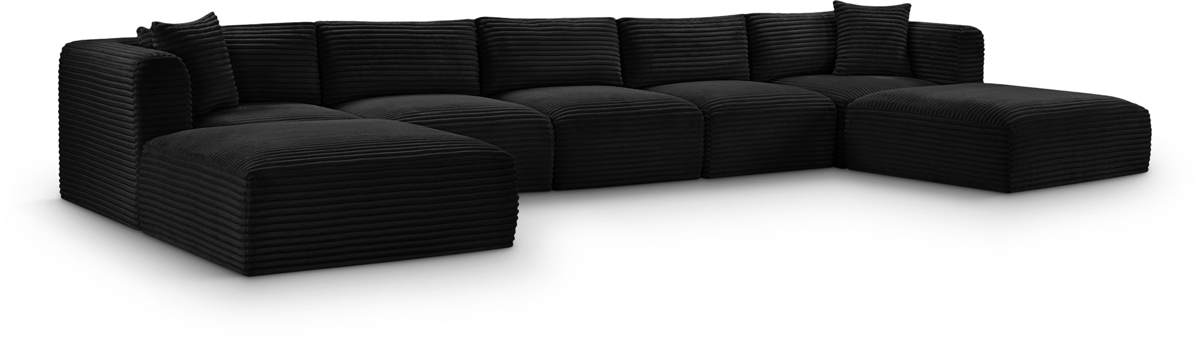 Meridian Furniture - Shaggy Corduroy Upholstered Modular Sectional - 641Black-Sec7C