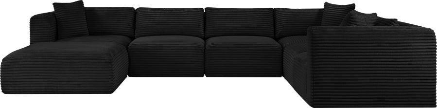 Meridian Furniture - Shaggy Corduroy Upholstered Modular Sectional - 641Black-Sec7D