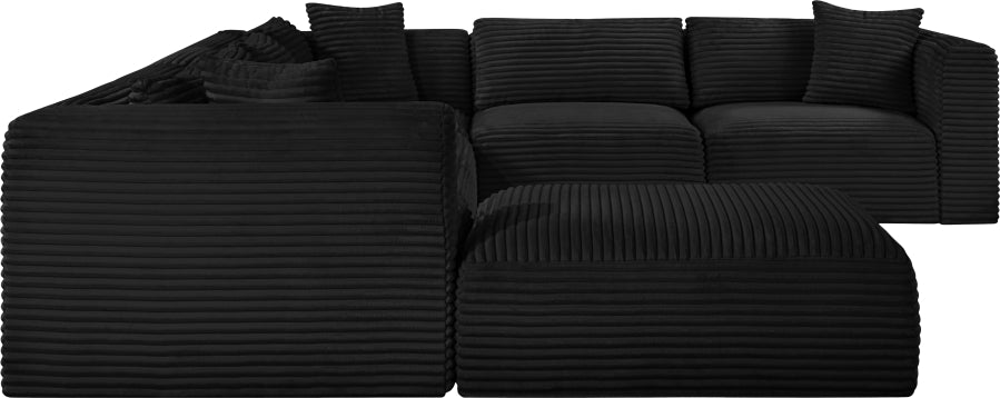 Meridian Furniture - Shaggy Corduroy Upholstered Modular Sectional - 641Black-Sec7D