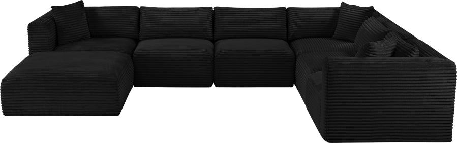 Meridian Furniture - Shaggy Corduroy Upholstered Modular Sectional - 641Black-Sec7D