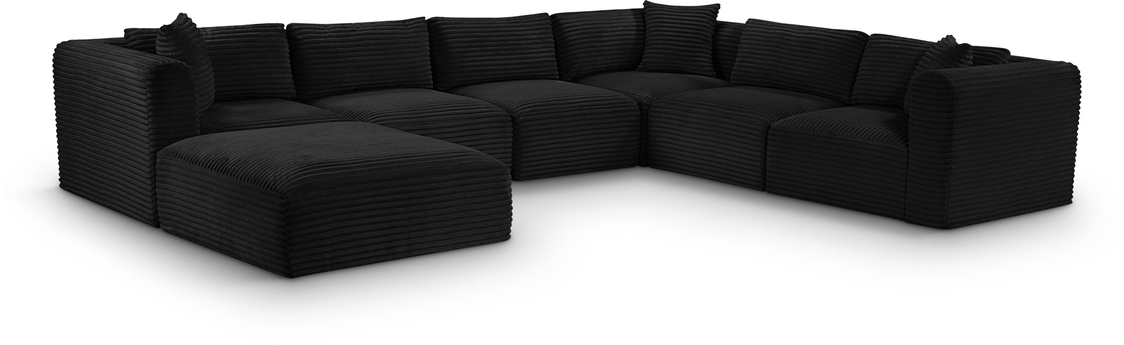 Meridian Furniture - Shaggy Corduroy Upholstered Modular Sectional - 641Black-Sec7D