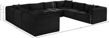 Meridian Furniture - Shaggy Corduroy Upholstered Modular Sectional - 641Black-Sec8A - GreatFurnitureDeal