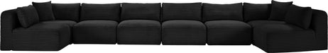 Meridian Furniture - Shaggy Corduroy Upholstered Modular Sectional - 641Black-Sec8B - GreatFurnitureDeal