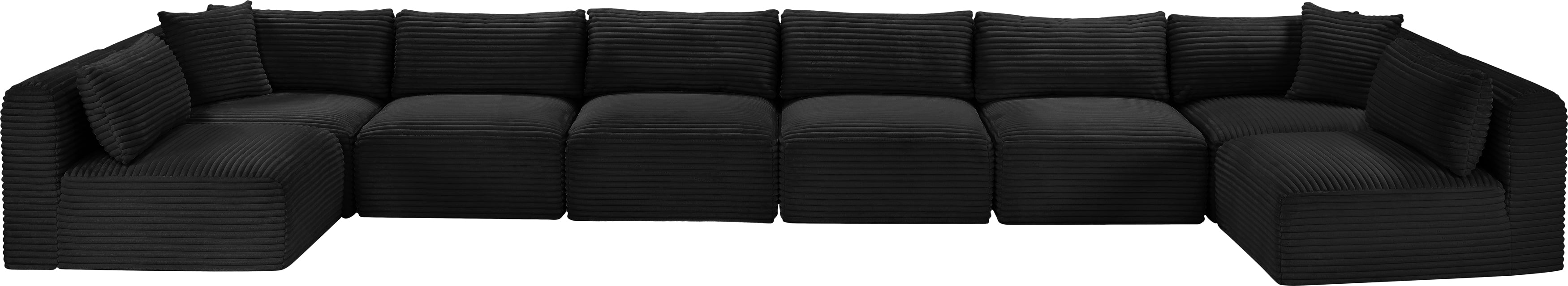 Meridian Furniture - Shaggy Corduroy Upholstered Modular Sectional - 641Black-Sec8B - GreatFurnitureDeal