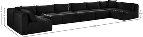 Meridian Furniture - Shaggy Corduroy Upholstered Modular Sectional - 641Black-Sec8B - GreatFurnitureDeal