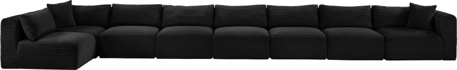 Meridian Furniture - Shaggy Corduroy Upholstered Modular Sectional - 641Black-Sec8C - GreatFurnitureDeal