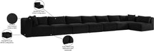 Meridian Furniture - Shaggy Corduroy Upholstered Modular Sectional - 641Black-Sec8C - GreatFurnitureDeal