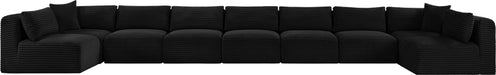 Meridian Furniture - Shaggy Corduroy Upholstered Modular Sectional - 641Black-Sec9A - GreatFurnitureDeal