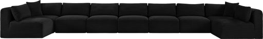 Meridian Furniture - Shaggy Corduroy Upholstered Modular Sectional - 641Black-Sec9A - GreatFurnitureDeal