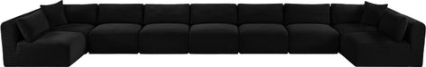 Meridian Furniture - Shaggy Corduroy Upholstered Modular Sectional - 641Black-Sec9A - GreatFurnitureDeal