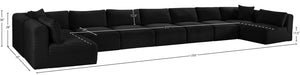 Meridian Furniture - Shaggy Corduroy Upholstered Modular Sectional - 641Black-Sec9A - GreatFurnitureDeal