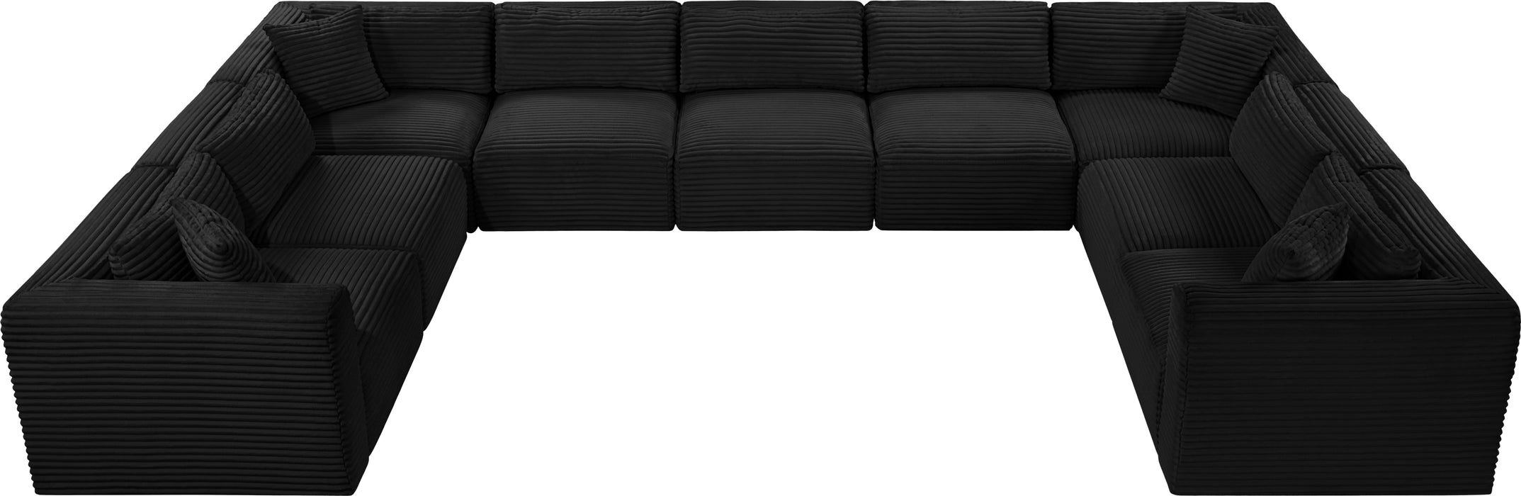 Meridian Furniture - Shaggy Corduroy Upholstered Modular Sectional - 641Black-Sec9B - GreatFurnitureDeal