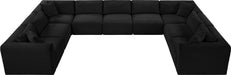 Meridian Furniture - Shaggy Corduroy Upholstered Modular Sectional - 641Black-Sec9B - GreatFurnitureDeal