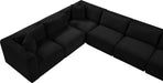 Meridian Furniture - Shaggy Corduroy Upholstered Modular Sectional - 641Black-Sec9B - GreatFurnitureDeal