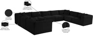 Meridian Furniture - Shaggy Corduroy Upholstered Modular Sectional - 641Black-Sec9B - GreatFurnitureDeal