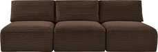 Meridian Furniture - Shaggy Corduroy Performance Fabric Upholstered Modular Sofa - 641Brown-S93 - GreatFurnitureDeal