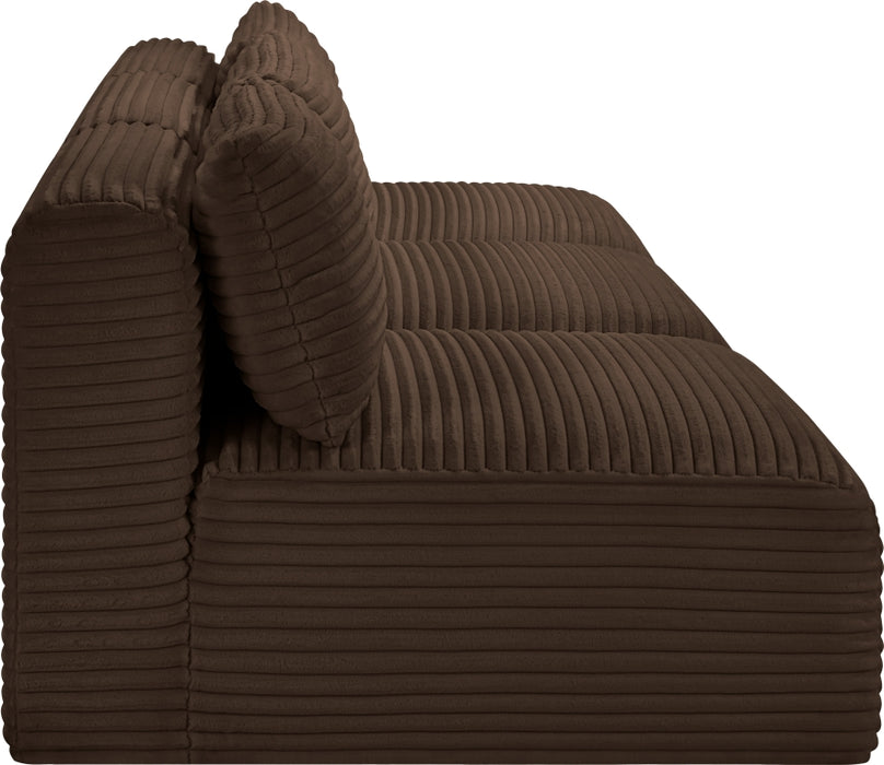 Meridian Furniture - Shaggy Corduroy Performance Fabric Upholstered Modular Sofa - 641Brown-S93 - GreatFurnitureDeal