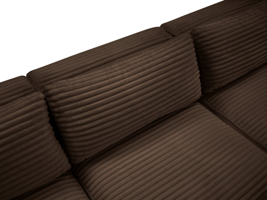Meridian Furniture - Shaggy Corduroy Performance Fabric Upholstered Modular Sofa - 641Brown-S93 - GreatFurnitureDeal