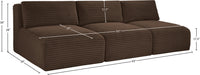 Meridian Furniture - Shaggy Corduroy Performance Fabric Upholstered Modular Sofa - 641Brown-S93 - GreatFurnitureDeal