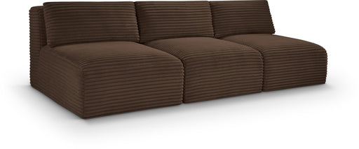 Meridian Furniture - Shaggy Corduroy Performance Fabric Upholstered Modular Sofa - 641Brown-S93 - GreatFurnitureDeal