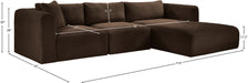 Meridian Furniture - Shaggy Corduroy Performance Fabric Upholstered Modular Sectional - 641Brown-Sec3A - GreatFurnitureDeal