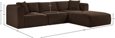 Meridian Furniture - Shaggy Corduroy Performance Fabric Upholstered Modular Sectional - 641Brown-Sec4A - GreatFurnitureDeal